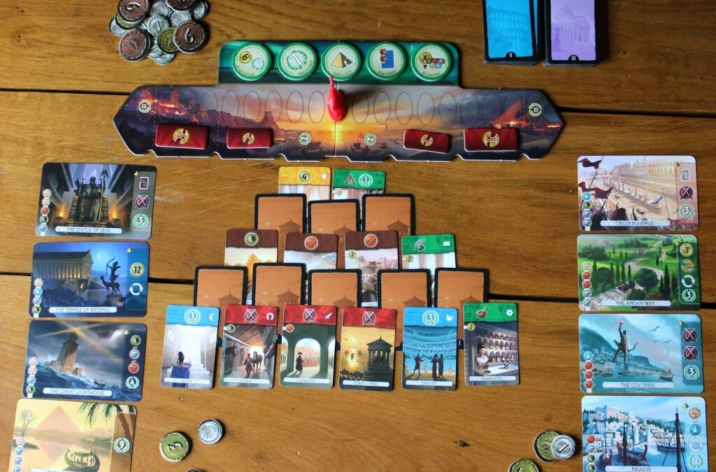 Configuracion de tablero de Seven Wonders Duel, el juego de mesa para dos jugadores