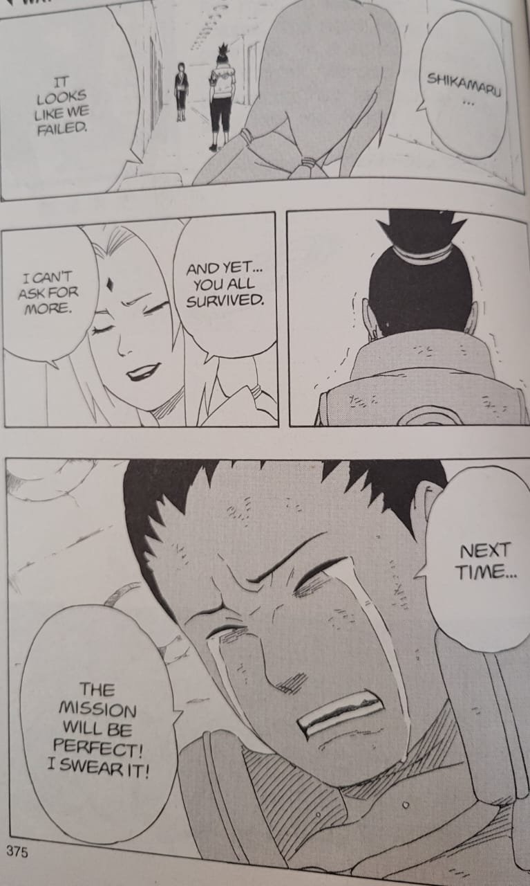 Manga scene: a team in a tunnel after a failed mission, a character says 'It looks like we failed,' while others walk away; a survivor turns away in the distance.